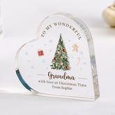 Personalised Christmas Acrylic Plaque Gift for Grandma – Custom Heart Keepsake Ornament from Grandchildren Holiday Present