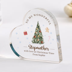 Personalised Christmas Acrylic Plaque Gift for Grandma – Custom Heart Keepsake Ornament from Grandchildren Holiday Present