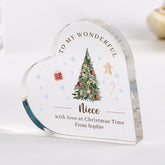 Personalised Christmas Acrylic Plaque Gift for Niece – Custom Heart Keepsake Ornament from Auntie and Uncle Holiday Present