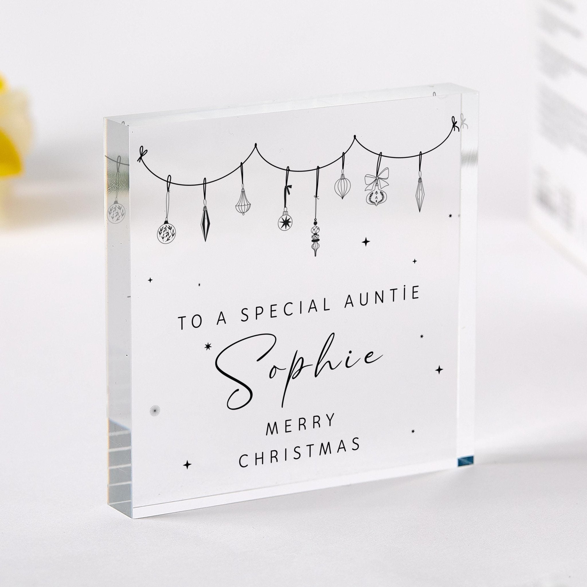 Personalised Christmas Acrylic Plaque Gift for Uncle or Auntie Custom Name Festive Keepsake
