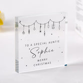 Personalised Christmas Acrylic Plaque Gift for Uncle or Auntie Custom Name Festive Keepsake