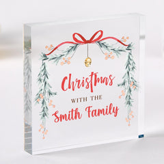 Personalised Christmas Acrylic Plaque with Family Name Gift for Friends or Family