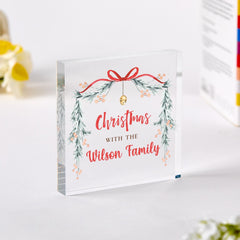 Personalised Christmas Acrylic Plaque with Family Name Gift for Friends or Family