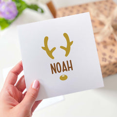 Personalised Christmas Card For Kids Reindeer Gift Card For Boy Girl Cute Xmas Kid Son Daughter Nephew Niece Granddaughter Grandson