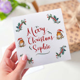 Personalised Christmas Card With Robin Bird Gift Card Happy Merry Christmas Xmas Cards Greeting Card For Her Friend Auntie Mum Grandma