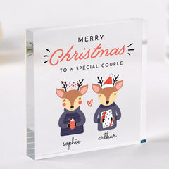 Personalised Christmas Gift for a Couple Acrylic Plaque Newlywed 1st Xmas Keepsake