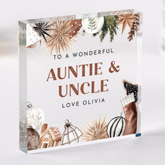 Personalised Christmas Gift for Auntie and Uncle Acrylic Plaque with Name
