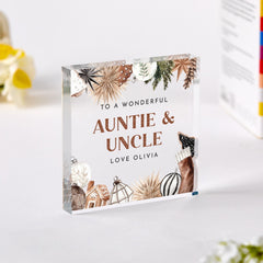 Personalised Christmas Gift for Auntie and Uncle Acrylic Plaque with Name