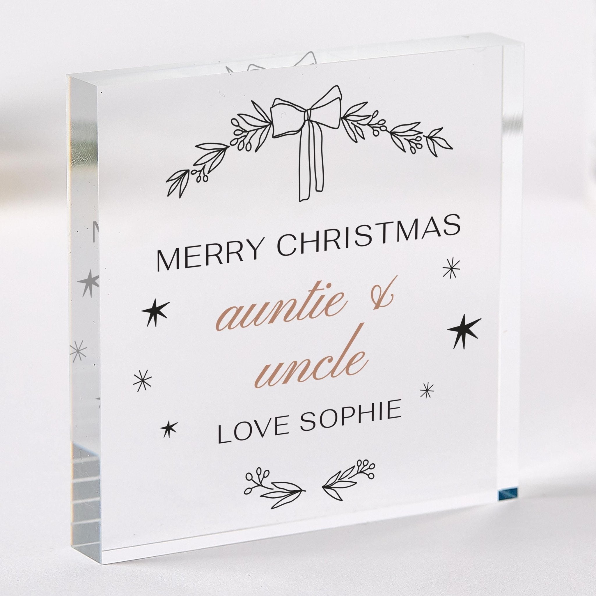 Personalised Christmas Gift for Auntie & Uncle – Acrylic Plaque