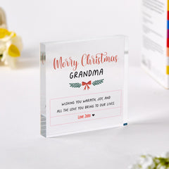 Personalised Christmas Gift for Grandma Acrylic Plaque with Name and Your Text