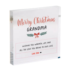 Personalised Christmas Gift for Grandma Acrylic Plaque with Name and Your Text