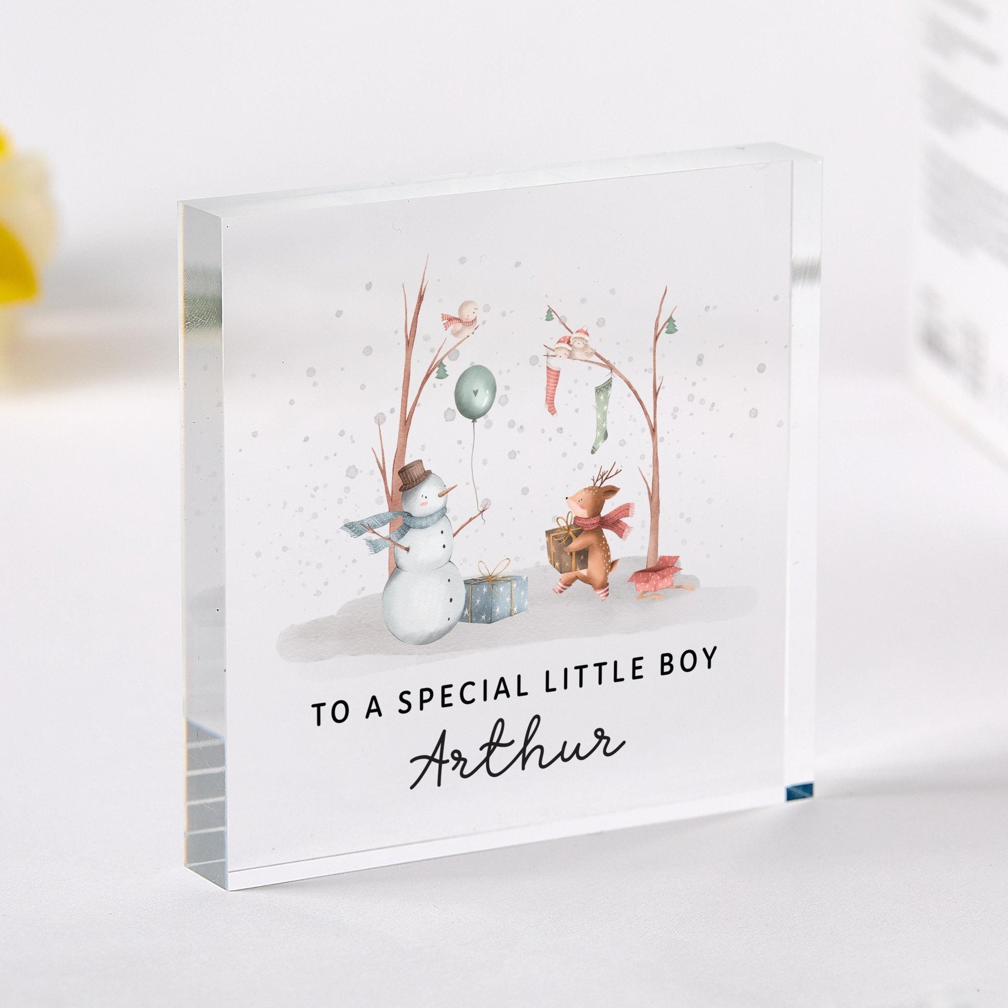 Personalised Christmas Gift for Little Boy Acrylic Plaque Custom Keepsake for Son, Grandson or Nephew