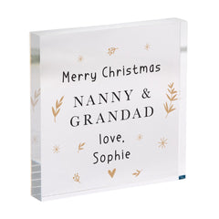 Personalised Christmas Gift for Nanny & Grandad – Acrylic Plaque – Custom with Name