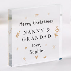 Personalised Christmas Gift for Nanny & Grandad – Acrylic Plaque – Custom with Name