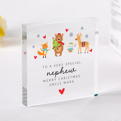 Personalised Christmas Gift for Nephew Acrylic Plaque Festive Keepsake from Auntie or Uncle