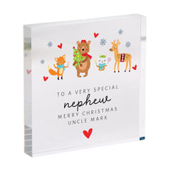Personalised Christmas Gift for Nephew Acrylic Plaque Festive Keepsake from Auntie or Uncle