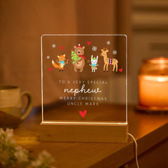 Personalised Christmas Gift for Nephew LED Night Light Lamp Festive Present from Auntie or Uncle
