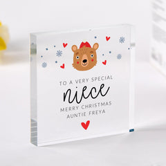 Personalised Christmas Gift for Niece Acrylic Plaque Festive Keepsake from Auntie or Uncle
