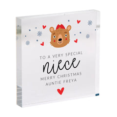Personalised Christmas Gift for Niece Acrylic Plaque Festive Keepsake from Auntie or Uncle