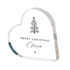 Personalised Christmas Gift with Name Heart Plaque Custom Keepsake for Her Him