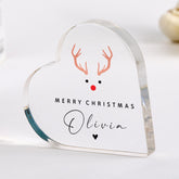 Personalised Christmas Heart Plaque Gift with Custom Name for Her Him Child Grandchild Niece Nephew