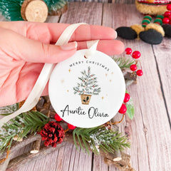 Personalised Christmas Ornament for Auntie First Xmas Gift for Aunt Ceramic Tree Decoration Keepsake