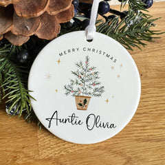 Personalised Christmas Ornament for Auntie First Xmas Gift for Aunt Ceramic Tree Decoration Keepsake