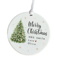 Personalised Christmas Ornament for Teacher Xmas Tree Bauble Gift Elegant Festive Ornament Nursery Primary Assistant Teacher Keepsake