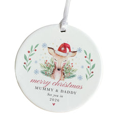 Personalised Christmas Pregnancy Announcement Ornament for New Mum Dad Merry Christmas Mummy & Daddy Bauble Keepsake from the Bump