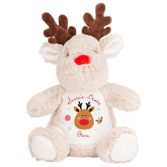 Personalised Christmas Reindeer Soft Toy, Baby's First Christmas Gift, Kids Festive Keepsake