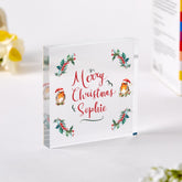 Personalised Christmas Robin Acrylic Plaque with Name Keepsake Gift for Family Grandma Friends Children Her or Him