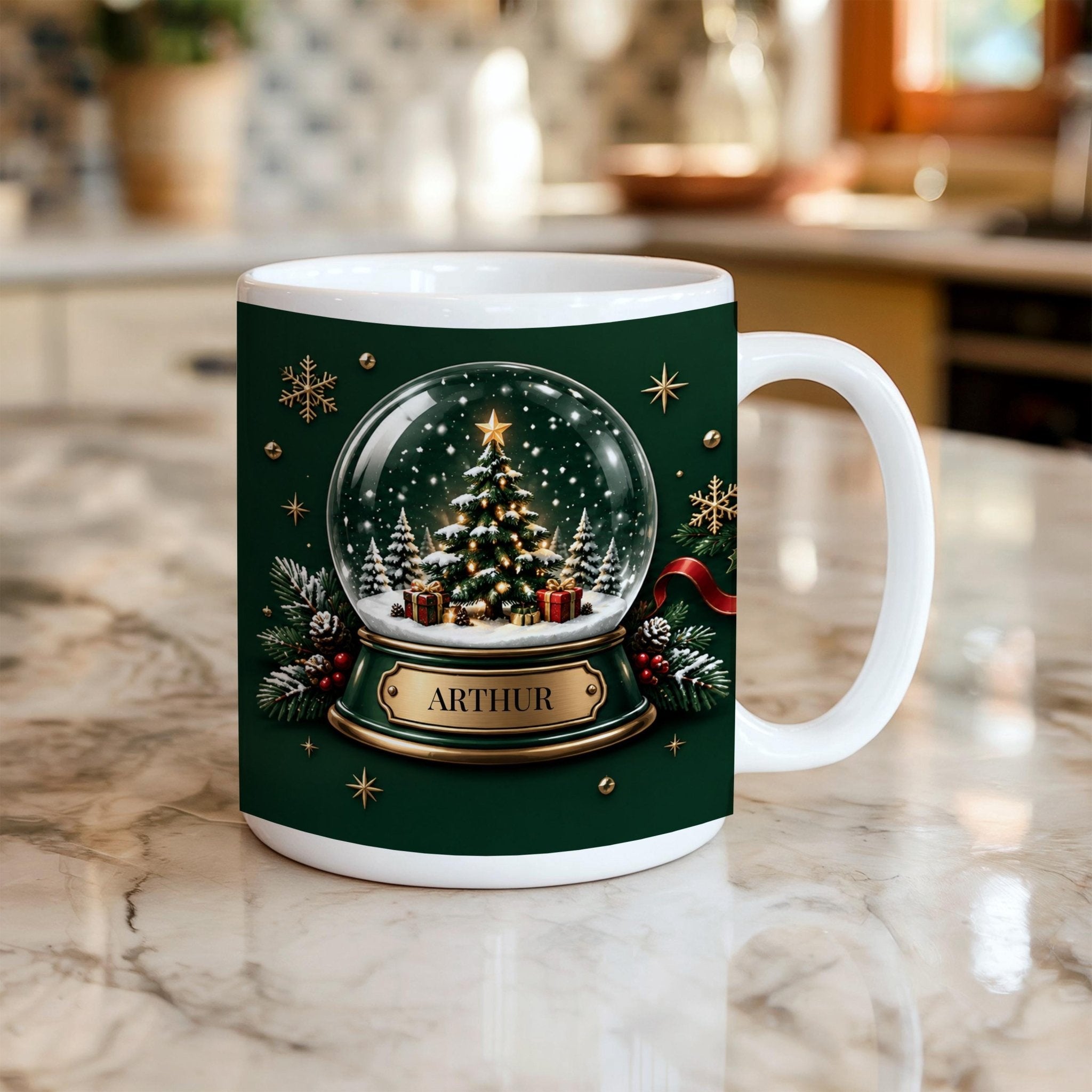 Personalised Christmas Snow Globe Mug, Christmas Gift