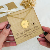 Personalised Couple Initials Necklace – Engraved Valentine's Day Gift for Her with Round Pendant