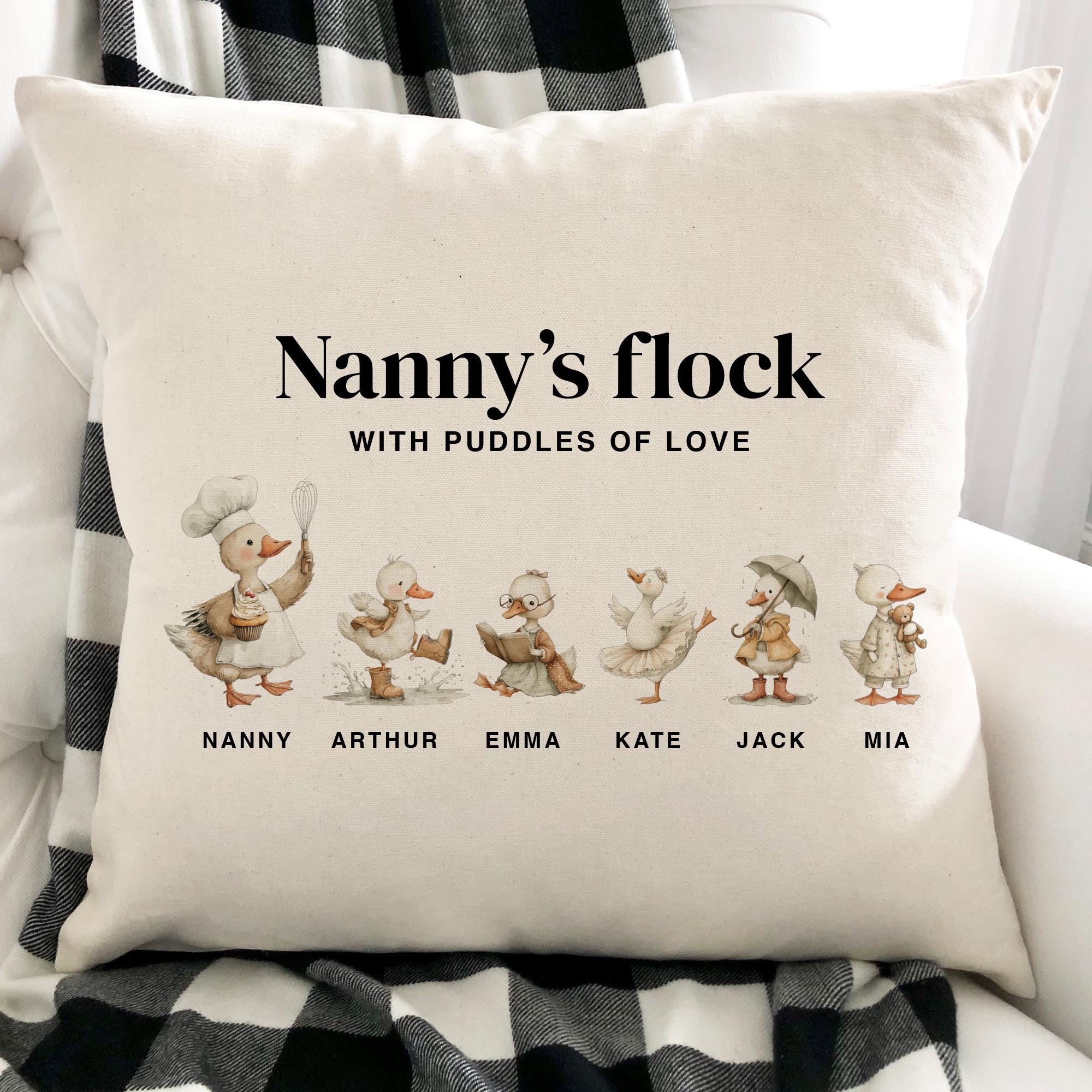 Personalised Cushion Gift for Nanny with Grandchildren Names – Mother's Day, Christmas Present