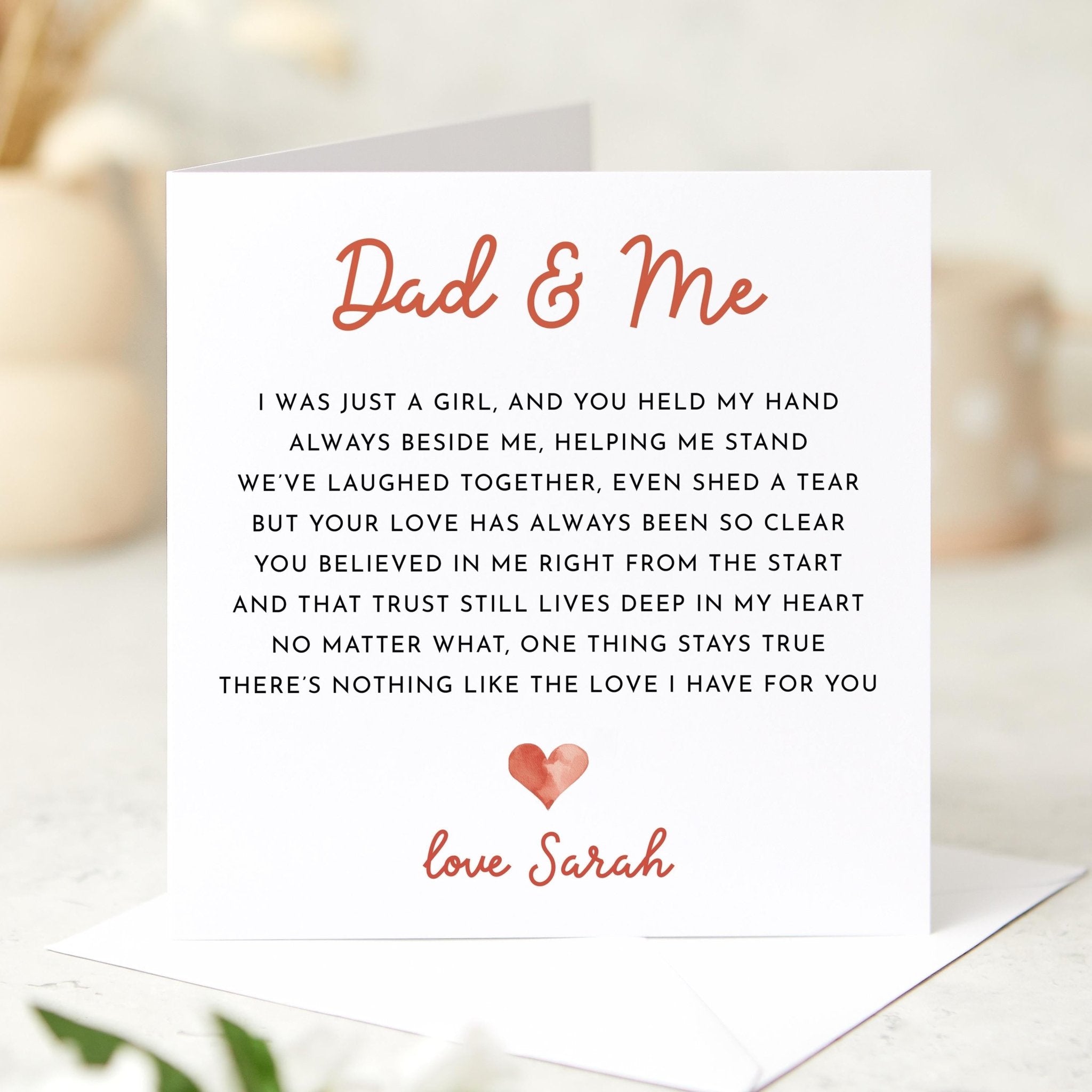 Personalised Dad and Daughter Poem Card Sentimental Card for Dad Father's Day Dad's Birthday or Wedding Card Father of the Bride Keepsake