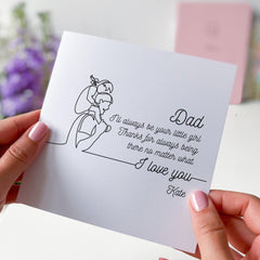 Personalised Dad Card from Daughter Line Art Father and Child Card Father's Day or Birthday Card I’ll Always Be Your Little Girl Daddy Dada