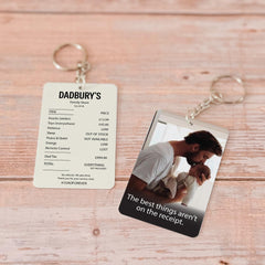 Personalised Dad Keyring with Photo, Funny Receipt Keychain, Custom Father’s Day Gift