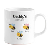 Personalised Dad Mug, Custom Children Names Gift, Little Bees Coffee Cup