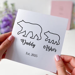 Personalised Daddy and Baby Bear Card Fathers Day Birthday New Dad Gift Custom Name Dad to Be Card First Father's Day Keepsake Dada Bear