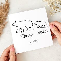 Personalised Daddy and Baby Bear Card Fathers Day Birthday New Dad Gift Custom Name Dad to Be Card First Father's Day Keepsake Dada Bear