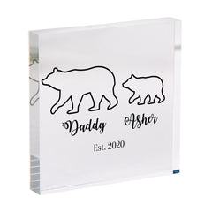 Personalised Daddy Bear and Baby Bear Acrylic Plaque Custom Name Keepsake Gift for Dad, Father’s Day Birthday or Christmas