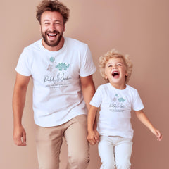 Personalised Daddy & Child Matching T-Shirts with Names From the Very First Moment Cute Dinosaur Design Father's Day Dad's Birthday Gift