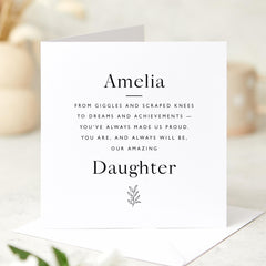 Personalised Daughter Card To a Special Daughter An Amazing Daughter Card for Her on Wedding Birthday Exam Result A Level