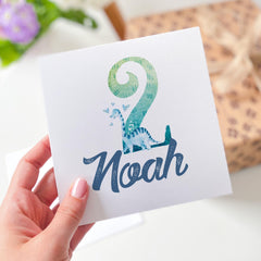 Personalised Dinosaur Design Birthday Card for Son Daughter Grandchild Any Age Name Card for Girl Boy Cute Dino Lover 5th 6th 7th 8th 9th