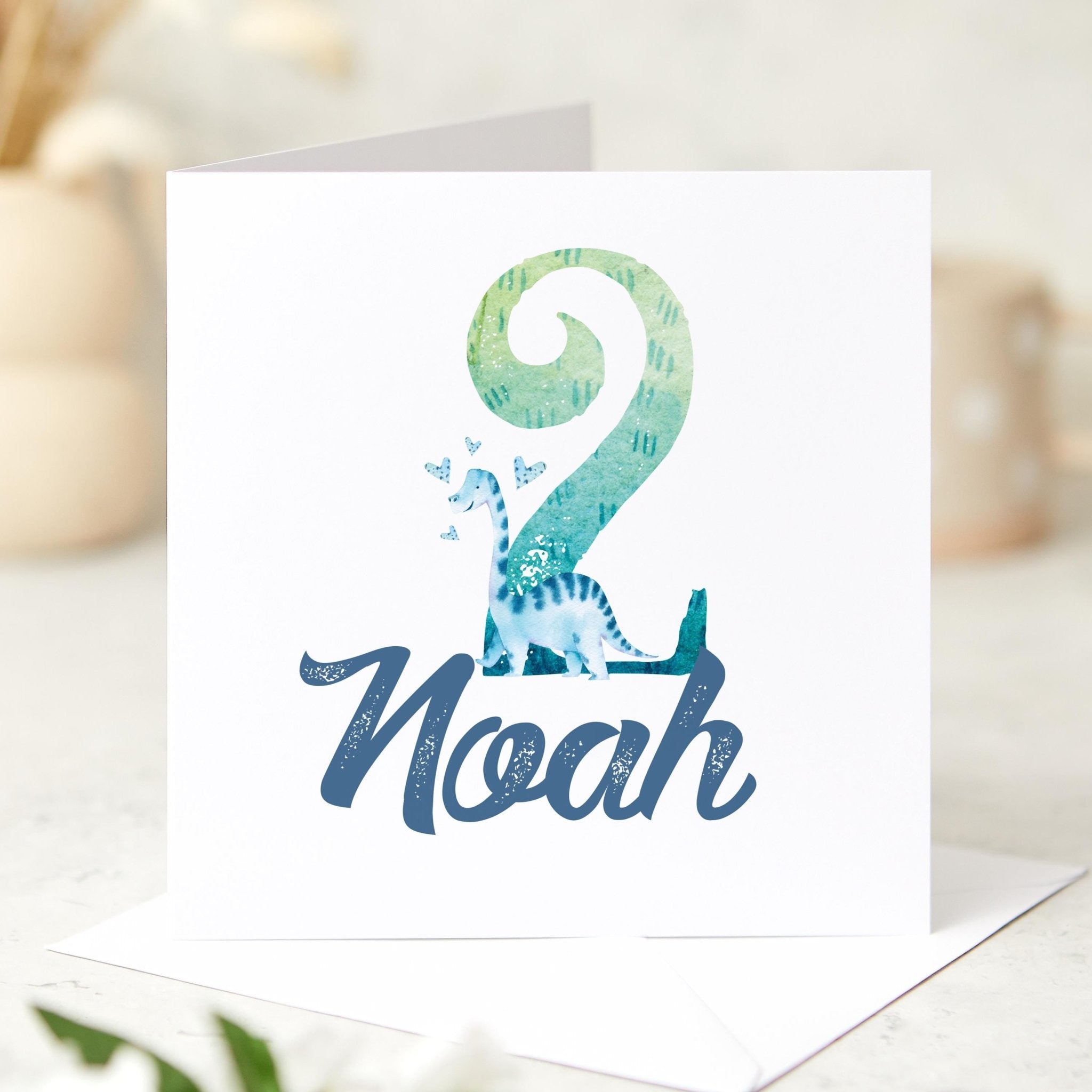 Personalised Dinosaur Design Birthday Card for Son Daughter Grandchild Any Age Name Card for Girl Boy Cute Dino Lover 5th 6th 7th 8th 9th