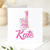 Personalised Dinosaur Design First Birthday Card for Son Daughter Grandchild 1st Birthday Name Card for Girl or Boy Cute Dino Lover I am One