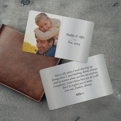 Personalised Double Sided Wallet Photo Card for Dad, Custom Father’s Day Daddy Keepsake