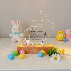 Personalised Easter Bunny LED Acrylic Plaque Night Light - Gift for Nephew Niece