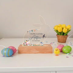 Personalised Easter Bunny LED Acrylic Plaque Night Light - Gift for Nephew Niece