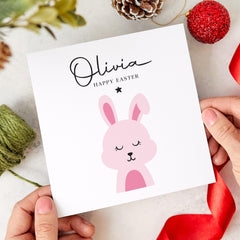 Personalised Easter Card for Boy or Girl Custom Name Bunny Card Cute Happy Easter Card for Kids Children Bunny Gift Baby First Easter Card